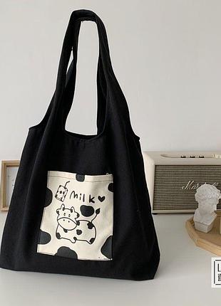 Шопер тканинний чорний жіночий