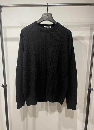Мужской свитер джемпер uniqlo черный шерстяной кашемировый