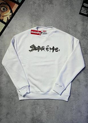 Белый свитшот supreme