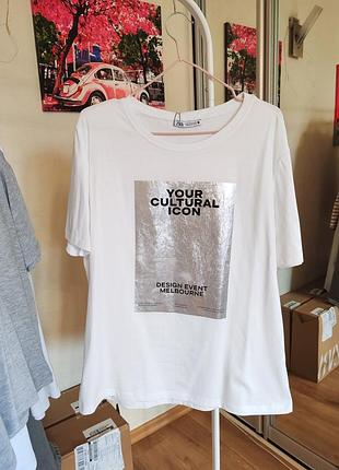 Оверсайз футболка срібло розмір xl zara