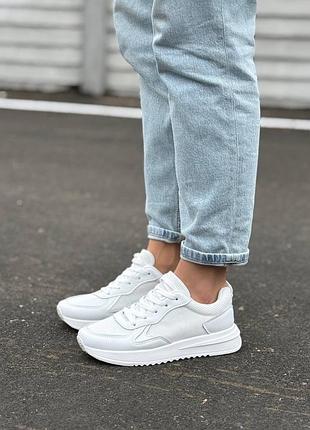 👟 женские кроссовки белые кожаные  👟