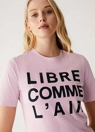 Хлопковая футболка с надписью  marks and spenser l-xl