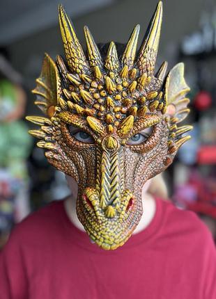Маска огненный дракон, оранжевый желтый дракон, косплей, костюм дракона