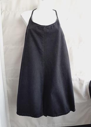 Черный джинсовый комбинезон с шортами от mango размер xl-xxl