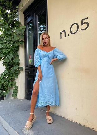 Платье из прошвы в цветах 🌺🌿вышивка, хлопок, миди длина