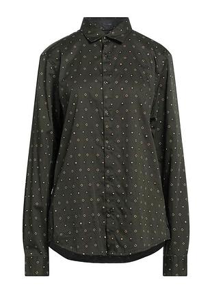 Мужская рубашка на длинный рукав зеленая хаки в горошек scotch &amp; soda