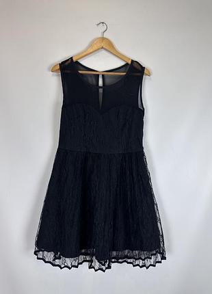 🖤нарядное платье uk 14 черное платье с декольте и кружево