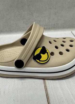 Детские сабо кроксы crocs luck line 29 17.5 см бежевые