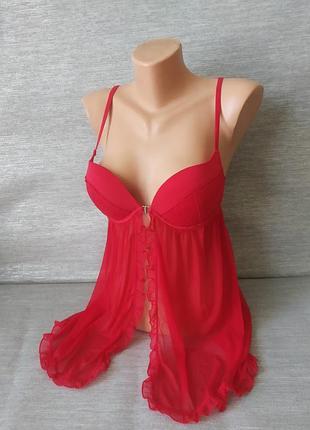 Женский сексуальный красный пеньюар