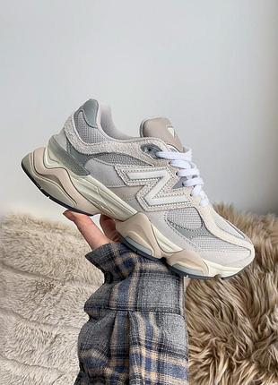 Классные женские кроссовки new balance 9060 beige light grey бежевые