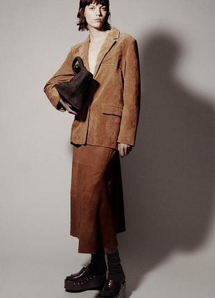 Довга замшева сумка-шопер  zara