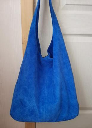 Шикарная замшевая сумка-торба, италия2 фото