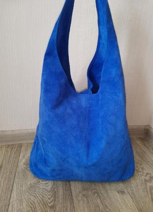 Шикарная замшевая сумка-торба, италия5 фото