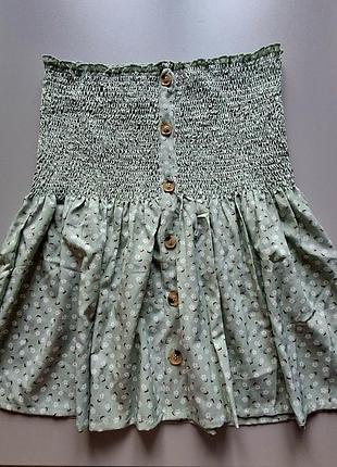 Летняя легкая юбка короткая в цветочный принт