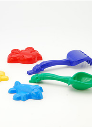 Пісочний набір лопатка і грабельки і три пасочки, 6 різних кольорів