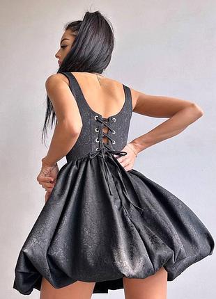 Жаккардовое корсетное платье мини с юбкой-баллон, короткое платье мини с корсетом, платье...