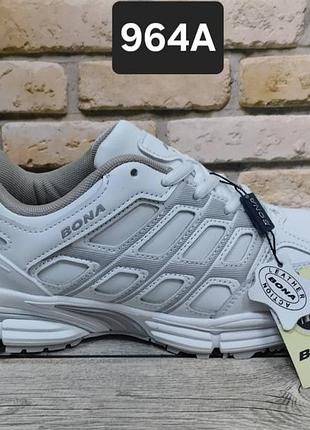 Белые кожаные кроссовки bona 964a 37-41p