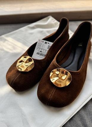 Кожаные балетки от zara 37 размер новые