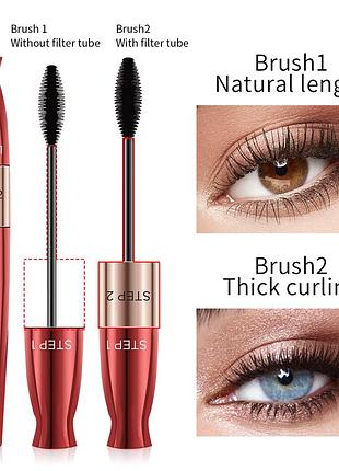 Туш для вій yanqina 4d 2 in1 waterproof mascara double effect mascara 8,5 мл чорна
