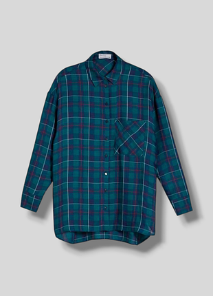 Зелена сорочка оверсайз в клітинку від bershka