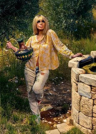 Блуза из вискозы в цветочный принт. gap рубашка на пуговицах рукав фонарик