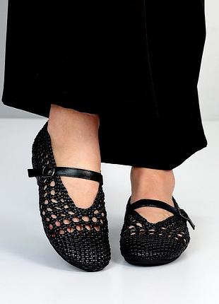 Чорні літні балетки з наскрізною перфорацією