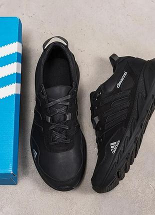 Мужские кожаные кроссовки adidas climacool black 2