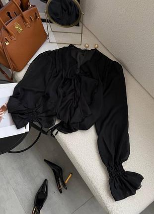 Рубашка женская ткань мультишифон / женская стильная рубашка шифоновая черная и шоколадная