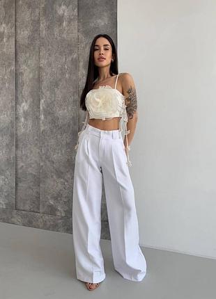 Брюки белые брюки под zara / брюки костюмка ткань палаццо / женские брюки классические являются обмен белые