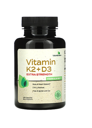Futurebiotics витамин k2 + d3 120 капсул экстра сила vitamin k2 + d3