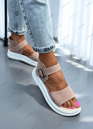 36-41 рр босоніжки натуральна замша/ шкіра на платформі бежеві, чорні, білі, блакитні, пудра