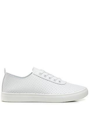 Туфли женские белые на плоской подошве,на платформе,летние,в дирочки,с шнуровкой 2067т