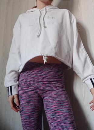 Кофта худи кроп топ adidas белая