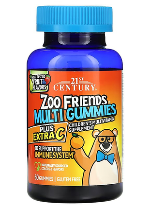 Zoo friends, мультивітаміни в жувальних таблетках, з додатковим вітаміном с, 60 жувальних таблеток