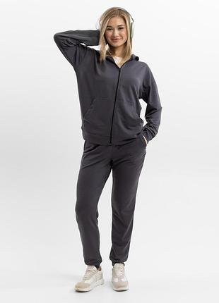 Женский спортивный костюм на молнии из двунитки весна-осень, графитовый
артикул: zipw02
