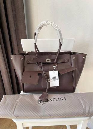 Шкіряна сумка преміум brown balenciaga