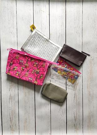 Лот косметичек, лот органайзеров и пеналов, косметички на молнии