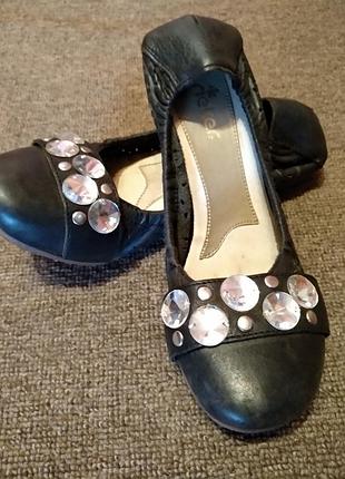 Балетки женские кожаные черные rieker 36 размер 23,5см