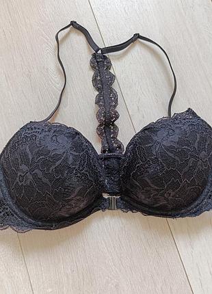 Бюстгальтер ажурный бюст кружевной лиф кружевый застежка спереди victoria's secret 36b 80b 75c