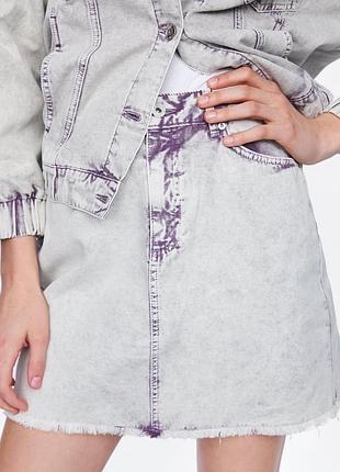Джинсовая мини-юбка faded zara - размер s