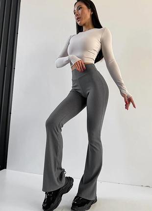 Лосини брюки котонові кльошні  в рубчик український бренд