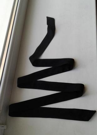 Тканинний текстильний чорний пояс зав'язка, пояс універсальний без пряжки шовковий