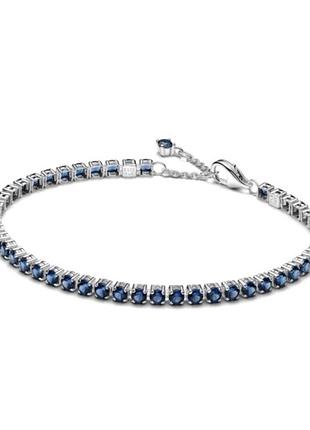 Серебряный браслет пандора pandora silver s925 ale с оригинальной биркой и пломбой 925 проба 100% серебро синий теннисного дизайна