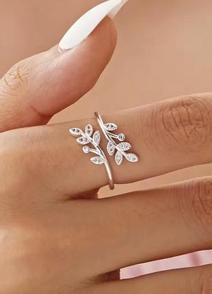 Кільце гілочки срібло 925 покриття циркони каблучка