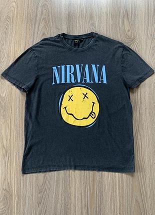 Мужская хлопковая футболка грандж мерч nirvana