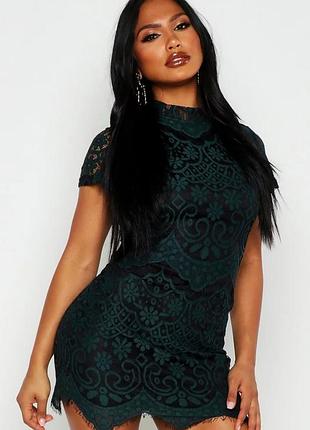 Смарагдова сукня платье кружевное зеленое