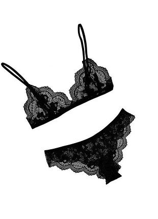 Комплект ліф і трусики бразиліани сліпи мережеві