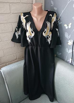 Красивое платье с журавлями asos р. 46 /48