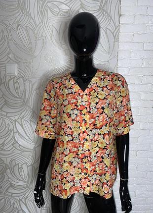 Вінтажна блуза блузка у квітковий принт вінтаж aquascutum, xxxl 54р