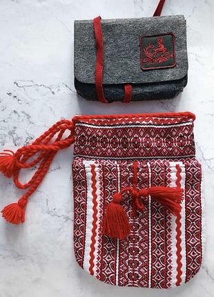 Ладунки ручної роботи сіра маленька кишенька